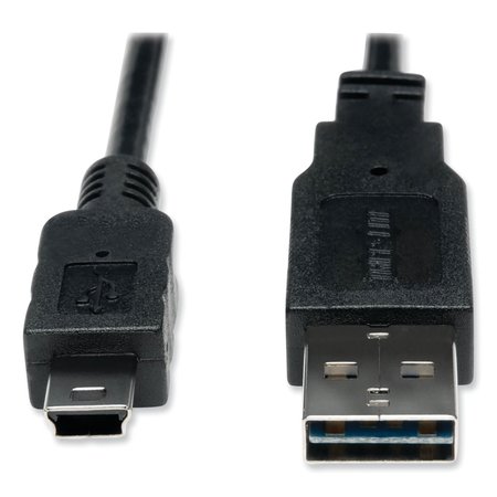 TRIPP LITE Universal Reversible USB 2.0 Cable, Reversible A to 5-Pin Mini B M/M, 6 ft, Black UR030-006